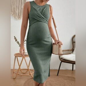 SHEIN Green Sleeveless Sheath Dress